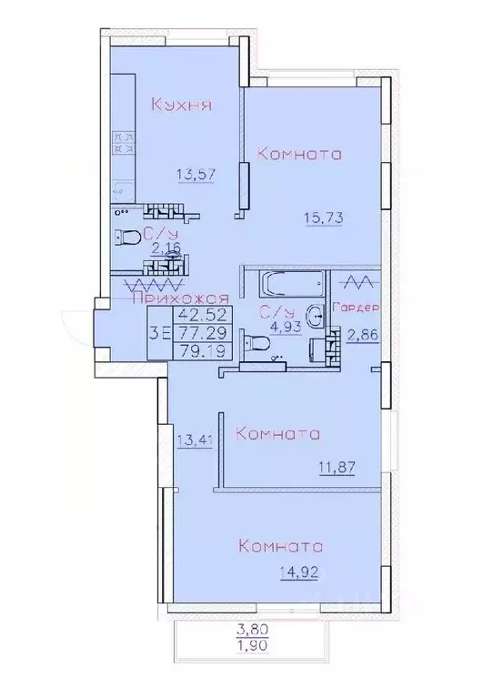 3-к кв. Томская область, Северск ул. Ленина, 116 (79.19 м) - Фото 0