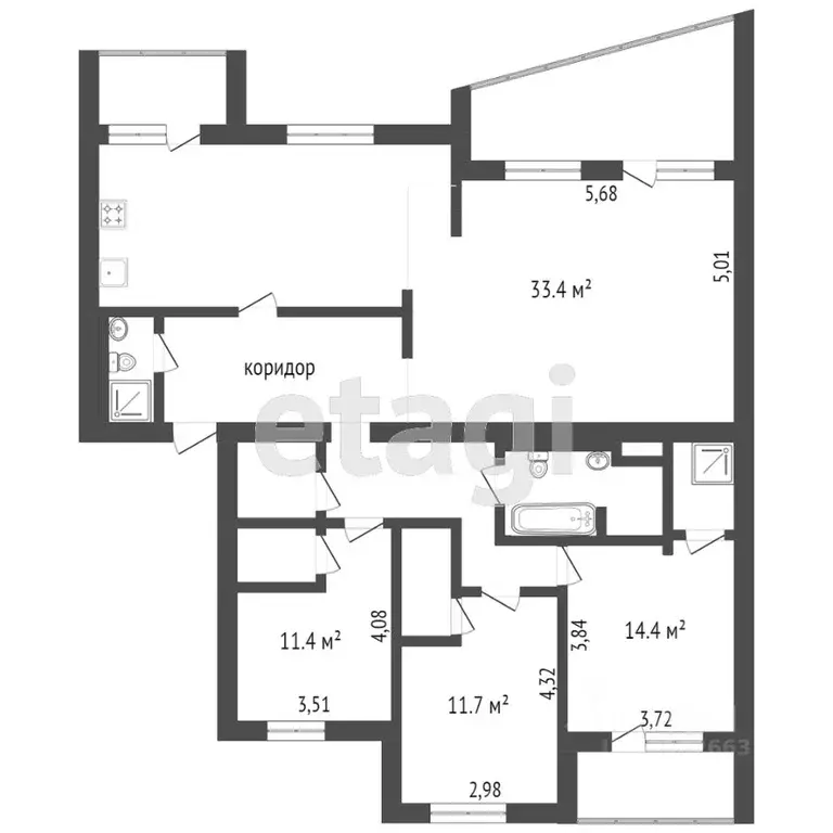 4-к кв. Ханты-Мансийский АО, Сургут ул. Профсоюзов, 18 (133.3 м) - Фото 1