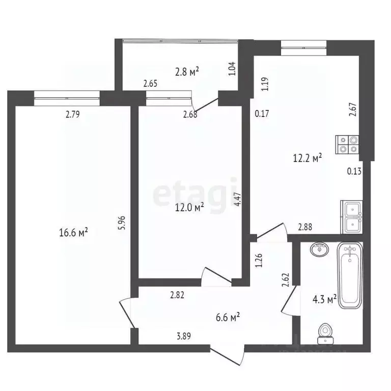 2-к кв. Ростовская область, Батайск Комсомольская ул., 127 (53.0 м) - Фото 1