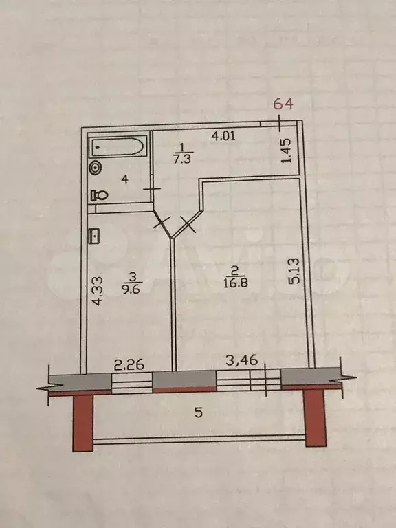 1-к. квартира, 40 м, 3/10 эт. - Фото 0