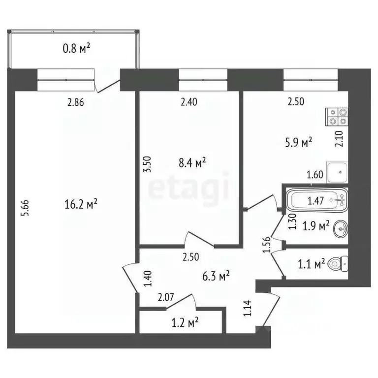 2-к кв. Самарская область, Волжский район, Смышляевка городское ... - Фото 2