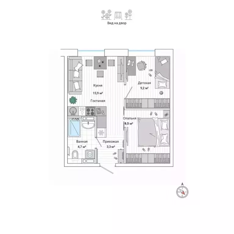 2-к кв. Приморский край, Владивосток ул. Нейбута (42.9 м) - Фото 1