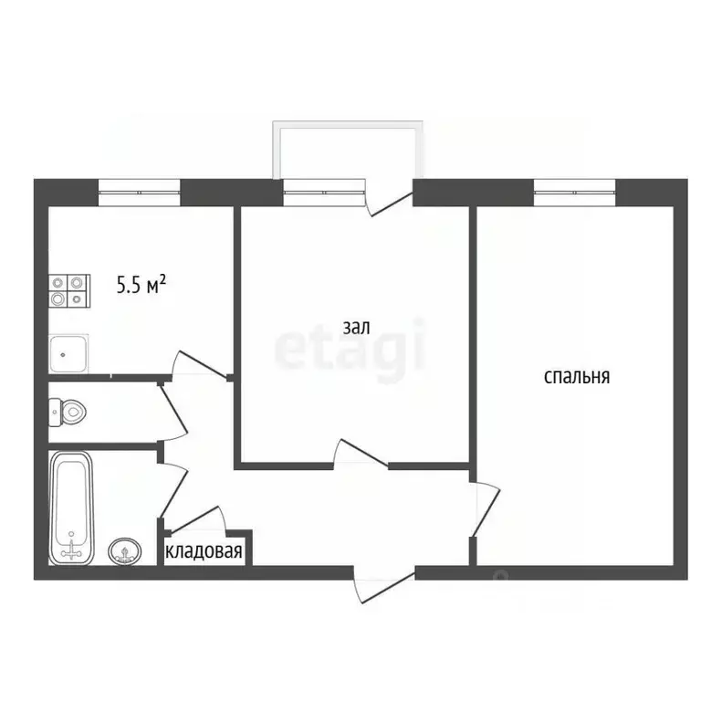 2-к кв. Тамбовская область, Тамбов ул. Гастелло, 30/11 (55.2 м) - Фото 2