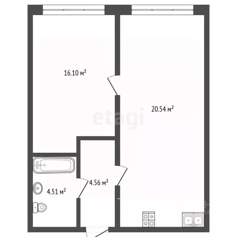 1-к кв. Тюменская область, Тюмень Причальная ул., 7 (51.04 м) - Фото 1