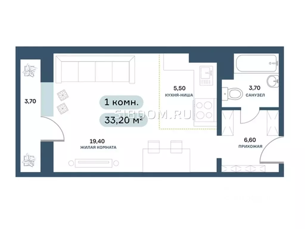 Студия Красноярский край, Красноярск ул. Спандаряна, 1 (34.45 м) - Фото 1