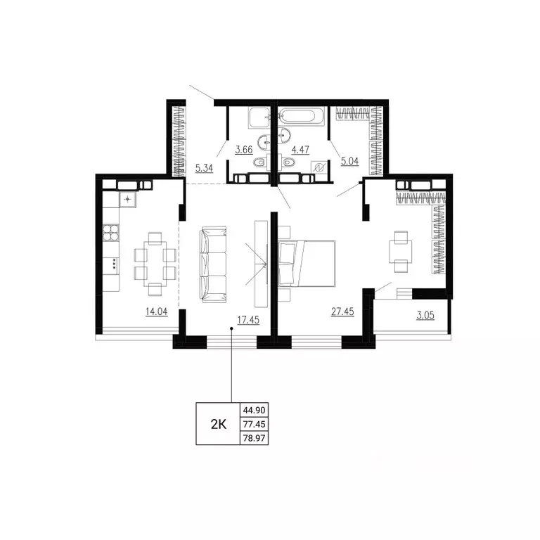 2-к кв. Орловская область, Орел Ломоносов жилой комплекс (78.97 м) - Фото 1