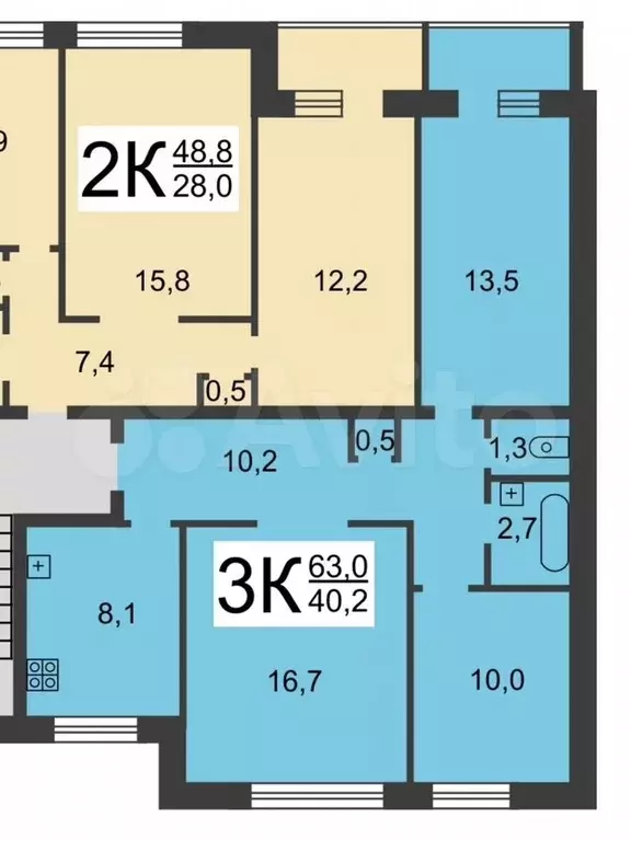 3-к. квартира, 83,4 м, 3/9 эт. - Фото 0