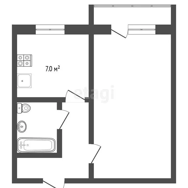 1-комнатная квартира: село Червишево, улица Юбилейный квартал, 1 (31.4 ... - Фото 1