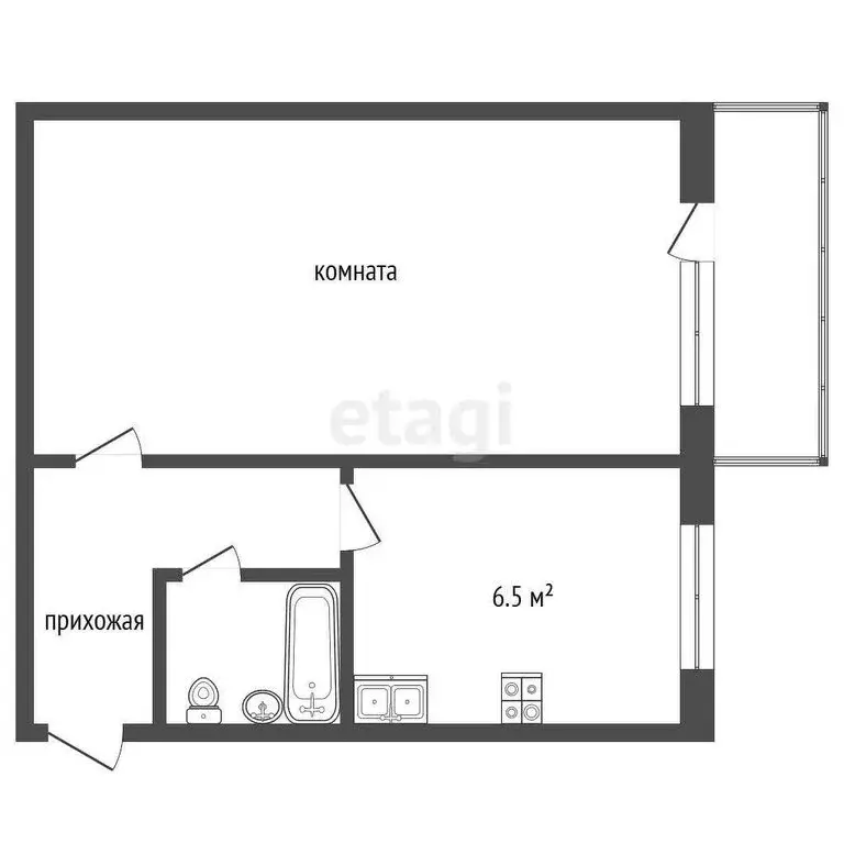 1-комнатная квартира: Аксай, Садовая улица, 5 (30 м) - Фото 0