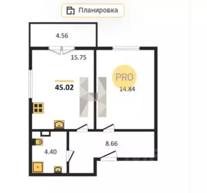 1-к кв. Крым, Сакский район, с. Фрунзе ул. Мира, 27А (45.0 м) - Фото 1