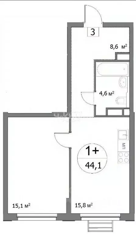 1-к кв. Нижегородская область, Нижний Новгород ул. Сергея Акимова, 50 ... - Фото 2
