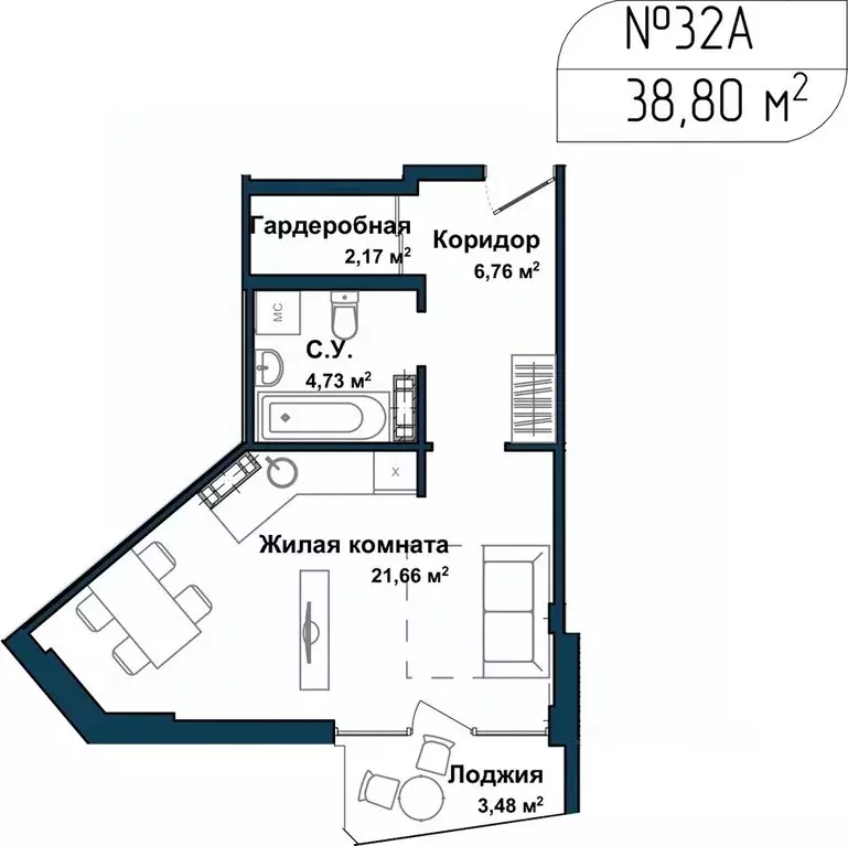 Студия Севастополь ул. Летчиков, 10 (38.7 м) - Фото 0