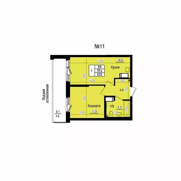 1-комнатная квартира: посёлок Парголово, Ольгинская дорога, 3/20 (42 ... - Фото 2