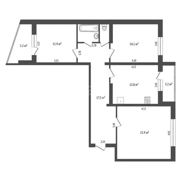 3-комнатная квартира: Нижнекамск, улица Сююмбике, 59 (88 м) - Фото 0