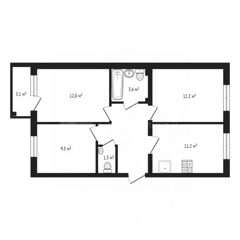 3-к кв. Тюменская область, Тюмень ул. Надира Сагдеева, 10 (60.8 м) - Фото 1