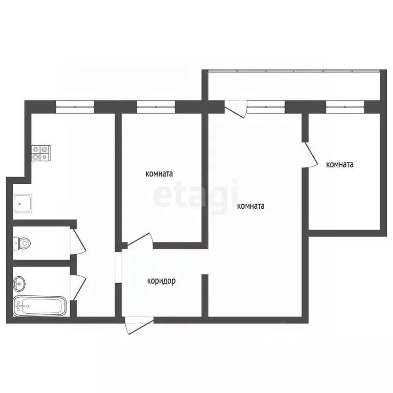 3-к кв. Московская область, Серпухов Советская ул., 107 (52.5 м) - Фото 2