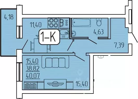 1-к кв. Бурятия, Улан-Удэ 140Б мкр,  (40.07 м) - Фото 1