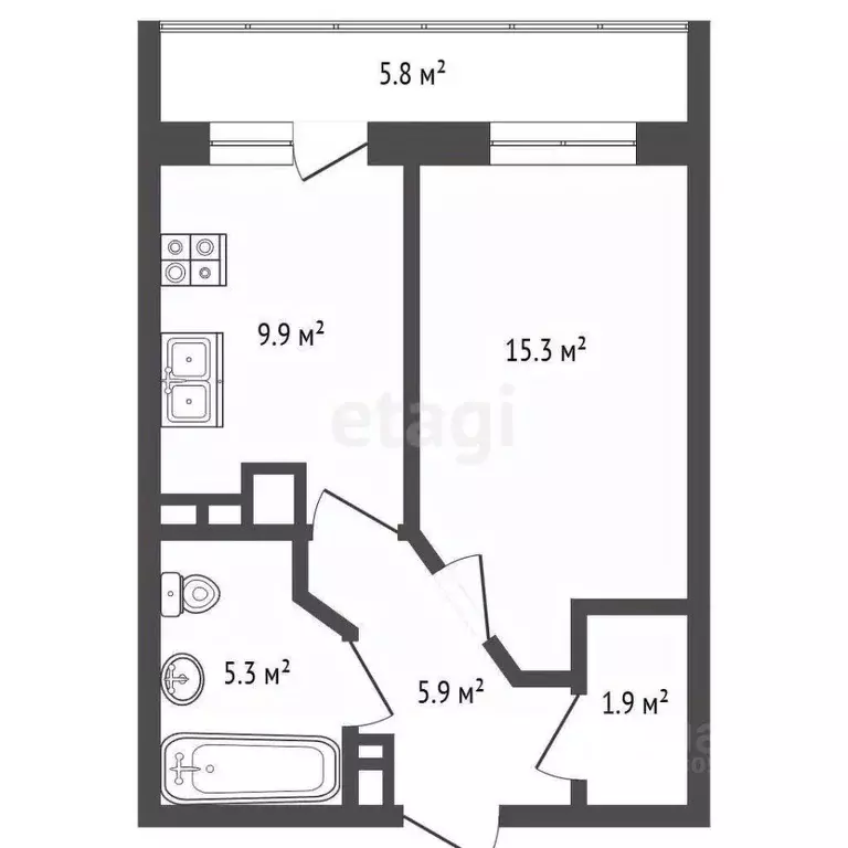 1-к кв. Ростовская область, Ростов-на-Дону просп. Ленина, 140а (38.7 ... - Фото 2