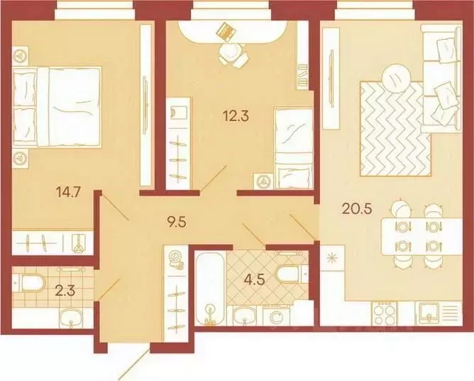 3-к кв. Пензенская область, Пенза ул. Минская, 25 (63.8 м) - Фото 0