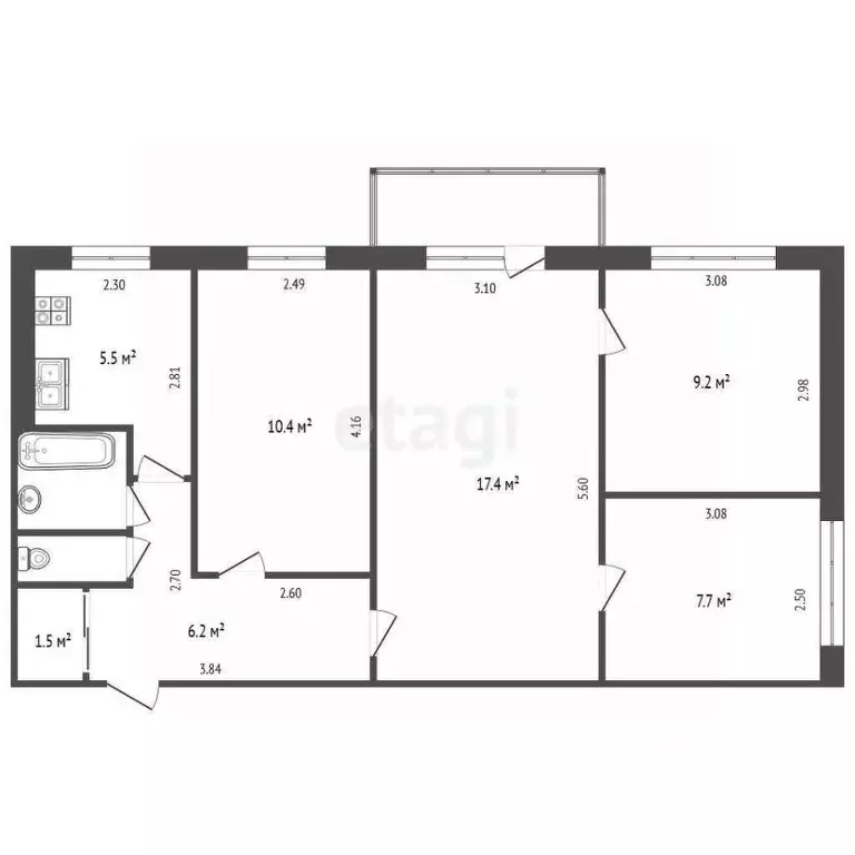 4-к кв. Хабаровский край, Хабаровск Костромская ул., 54 (63.0 м) - Фото 2