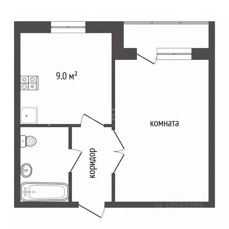 1-к кв. Тамбовская область, Тамбов ул. Карла Маркса, 225 (35.8 м) - Фото 1