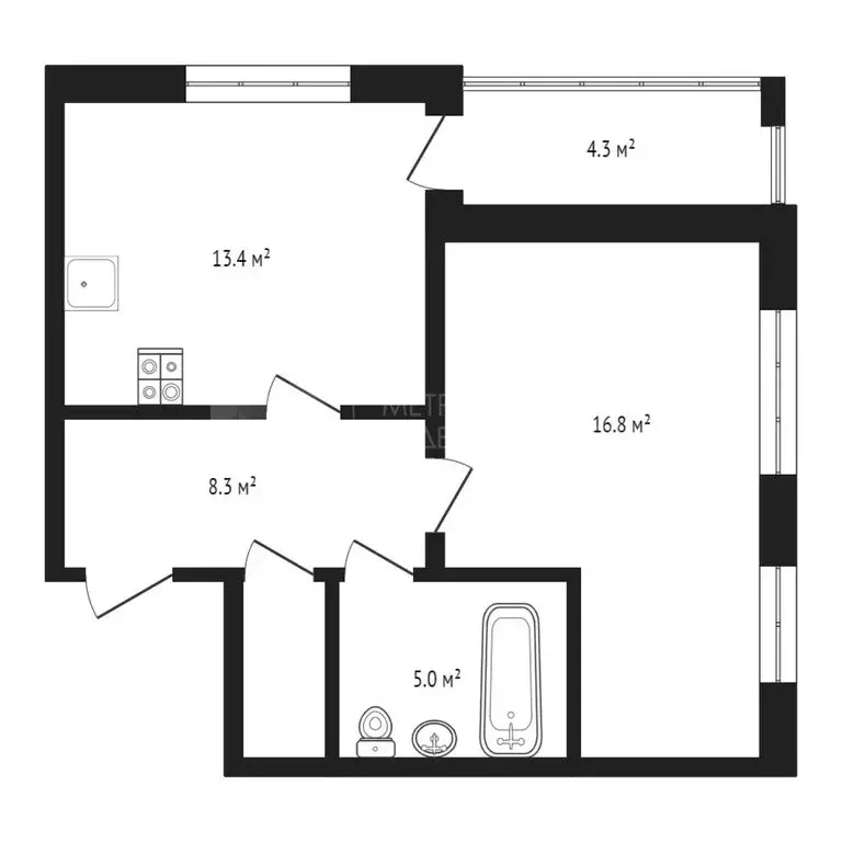 1-комнатная квартира: Тюмень, Ямская улица, 159с1/4 (45.69 м) - Фото 0