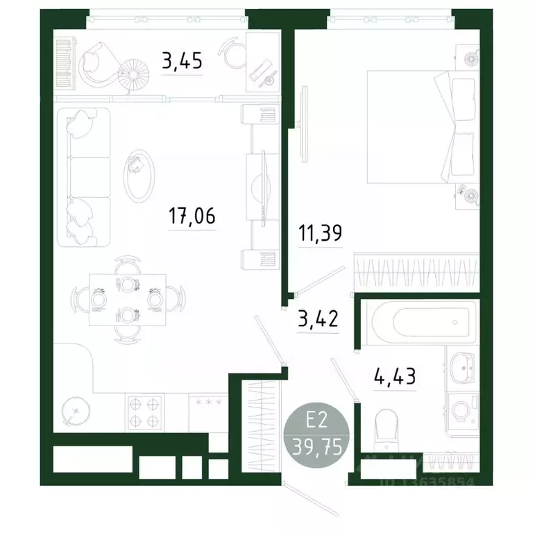 1-к кв. Тульская область, Тула Платон Парк жилой комплекс (39.75 м) - Фото 1