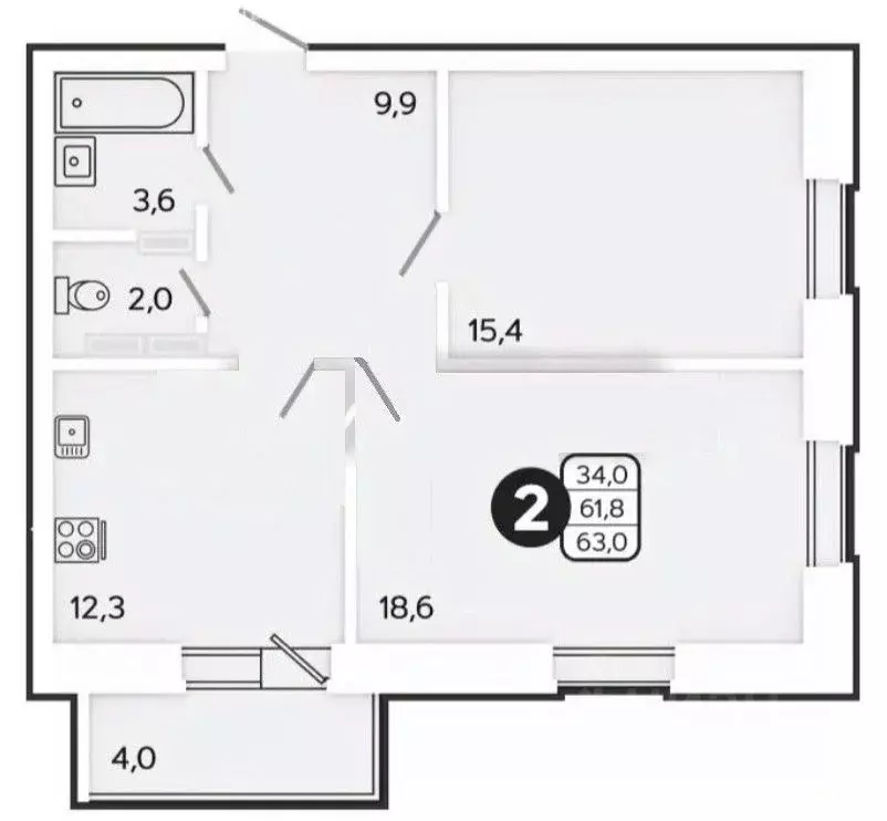 2-к кв. Орловская область, Орел ул. Нормандия-Неман, 78 (61.8 м) - Фото 1