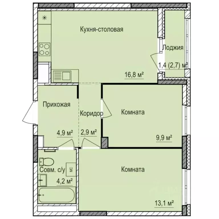 2-к кв. Удмуртия, Ижевск Буммаш жилрайон, Покровский жилой комплекс ... - Фото 1