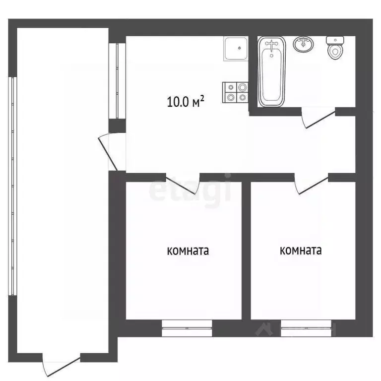 2-к кв. Ставропольский край, Пятигорск Сельская ул. (42.6 м) - Фото 1