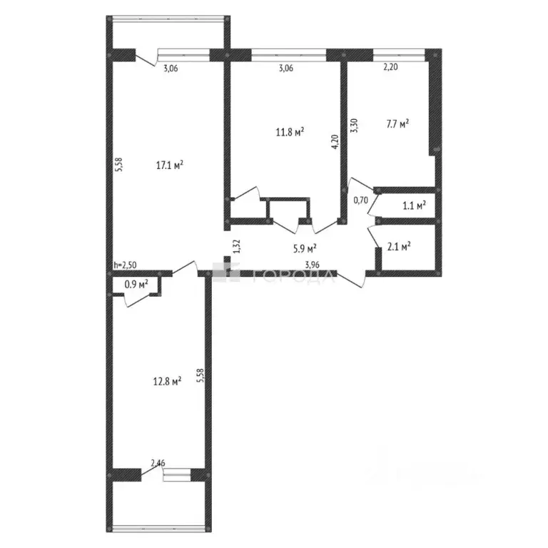 3-к кв. Алтайский край, Барнаул Северо-Западная ул., 35 (62.8 м) - Фото 2