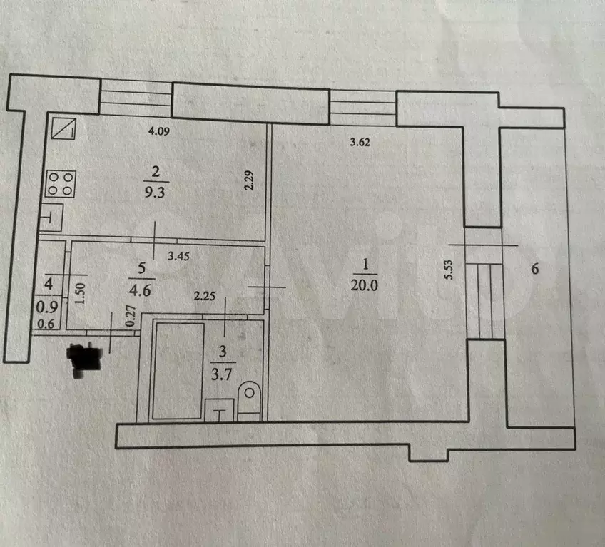 1-к. квартира, 42 м, 2/2 эт. - Фото 0