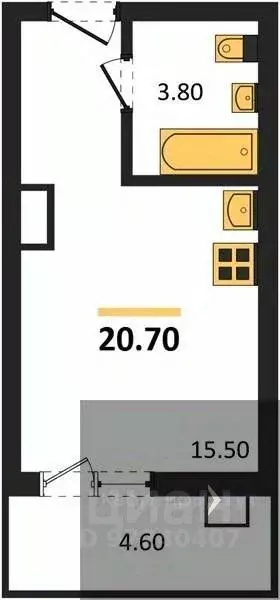 Студия Воронежская область, Воронеж ул. Шибилкина, 5 (20.7 м) - Фото 0