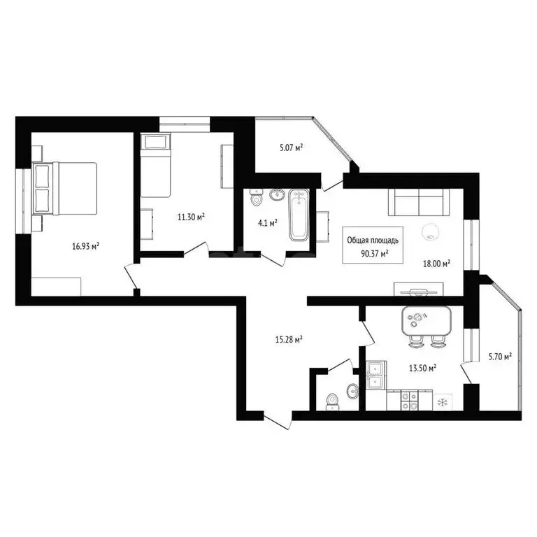 3-комнатная квартира: Бердск, улица Красная Сибирь, 97 (90.37 м) - Фото 1