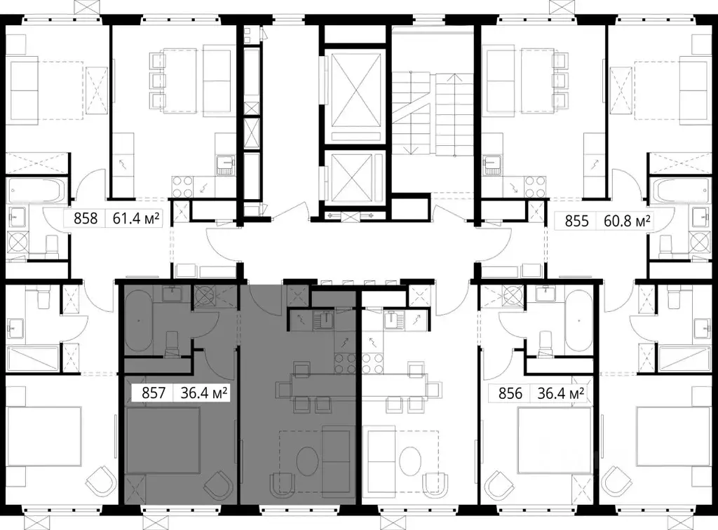 1-к кв. Московская область, Ленинский городской округ, д. Сапроново, ... - Фото 2