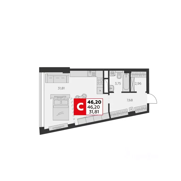 1-к кв. Ростовская область, Ростов-на-Дону ул. Штахановского, 24/2 ... - Фото 1