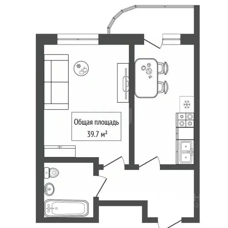 1-к кв. Новосибирская область, Новосибирск Сухарная ул., 96/2 (39.7 м) - Фото 1