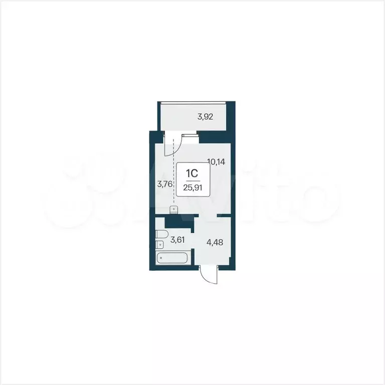 Квартира-студия, 25,9 м, 11/25 эт. - Фото 0
