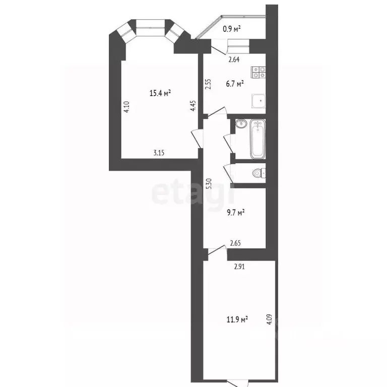 1-к кв. Псковская область, Псков Юбилейная ул., 77А (47.3 м) - Фото 2