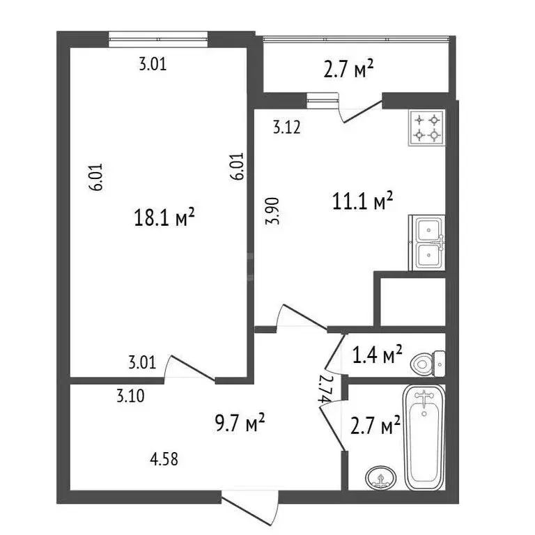1-комнатная квартира: Санкт-Петербург, Пулковское шоссе, 36к4 (43 м) - Фото 1