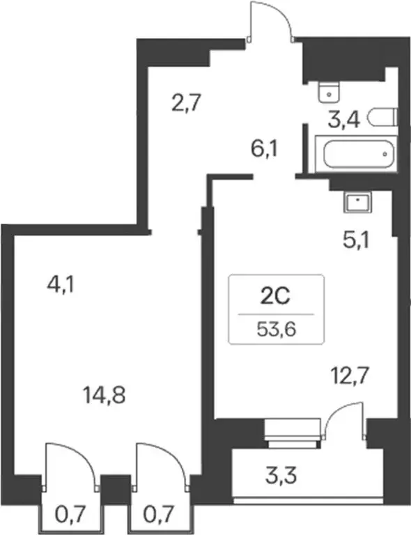 1-комнатная квартира: Новосибирск, ЖК Расцветай на Красном (54 м) - Фото 1