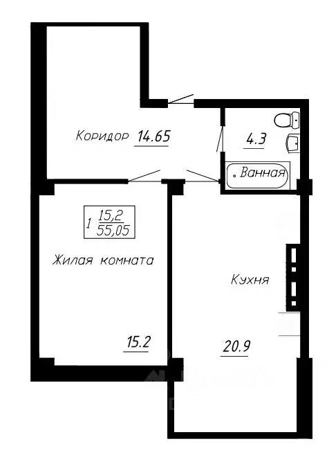 1-к кв. Ставропольский край, Ессентуки  (55.05 м) - Фото 0