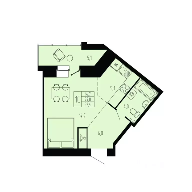 1-к кв. Архангельская область, Архангельск проезд Сибиряковцев, 1к1 ... - Фото 1