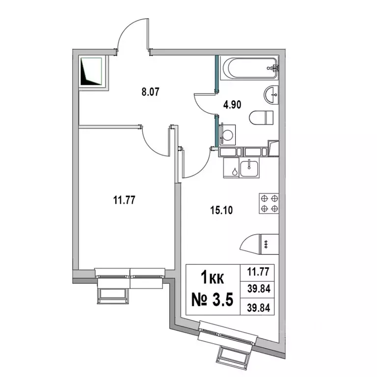 1-к кв. Ленинградская область, Выборг ул. 2-я Южная, 4 (39.84 м) - Фото 1