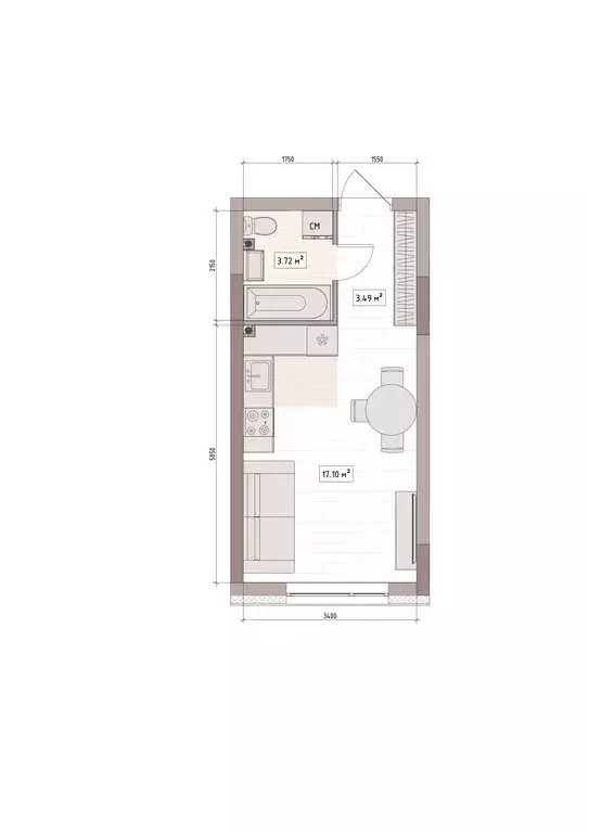 Квартира-студия: Кемерово, улица Терешковой, 39А (24.8 м) - Фото 2