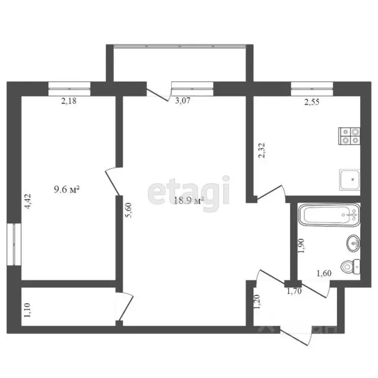 2-к кв. Тюменская область, Тюмень Минская ул., 15 (43.8 м) - Фото 1