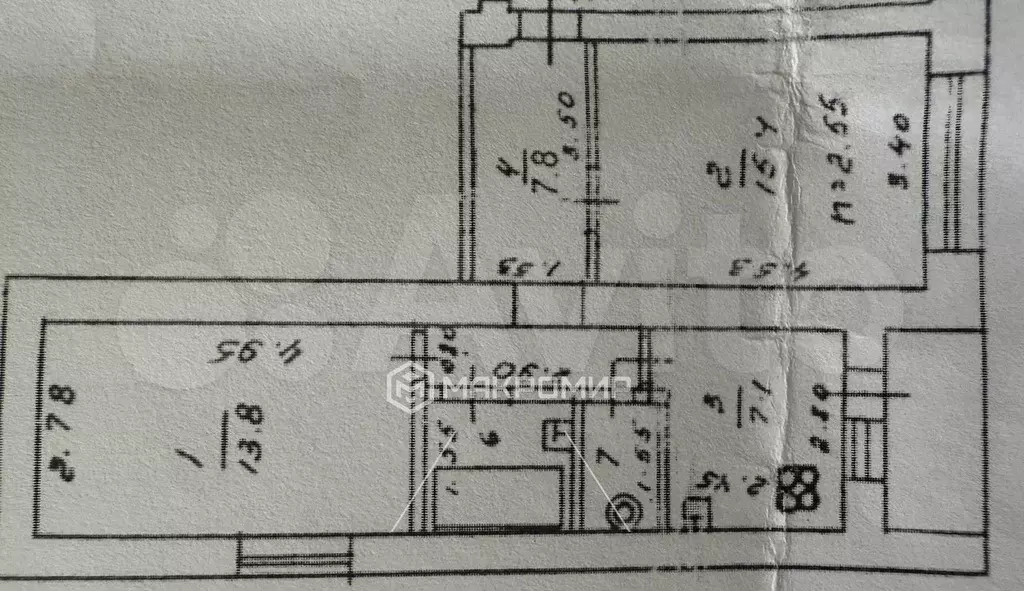 2-к. квартира, 49,5 м, 5/5 эт. - Фото 0