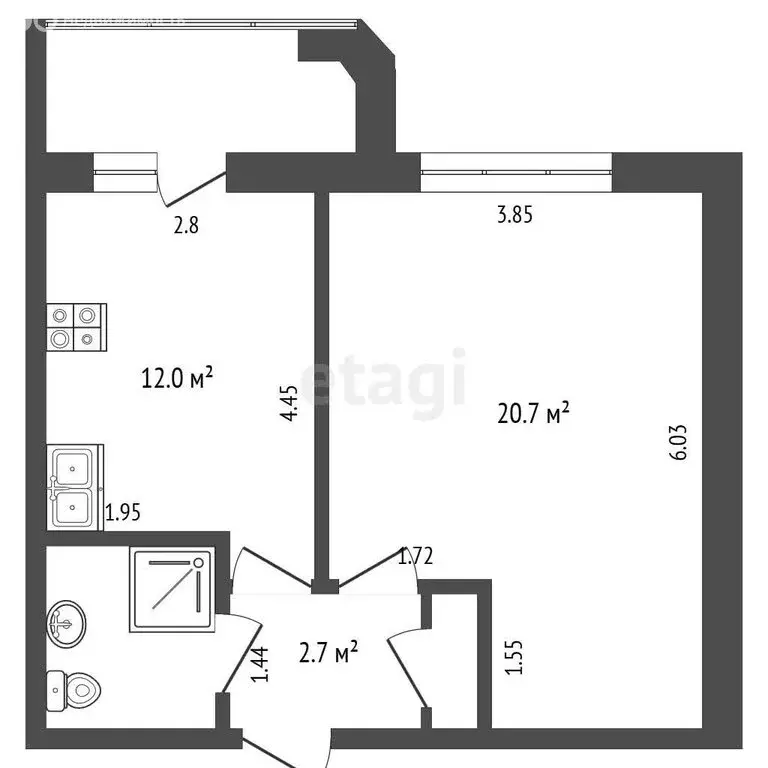 1-комнатная квартира: Чебоксары, улица Кадыкова, 18 (39.3 м) - Фото 1