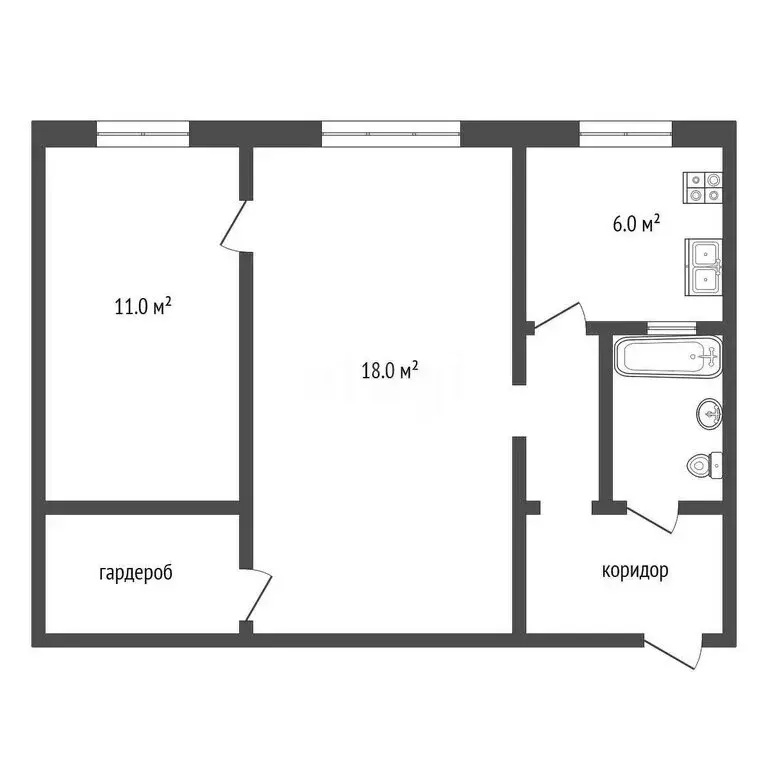 2-комнатная квартира: Орёл, Автовокзальная улица, 26 (43.7 м) - Фото 0