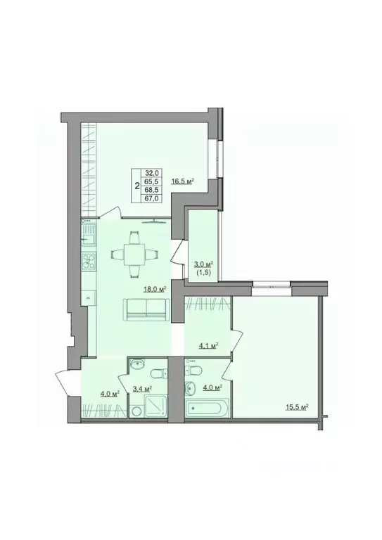 2-к кв. Костромская область, Кострома Магистральная ул., 49А (67.0 м) - Фото 1